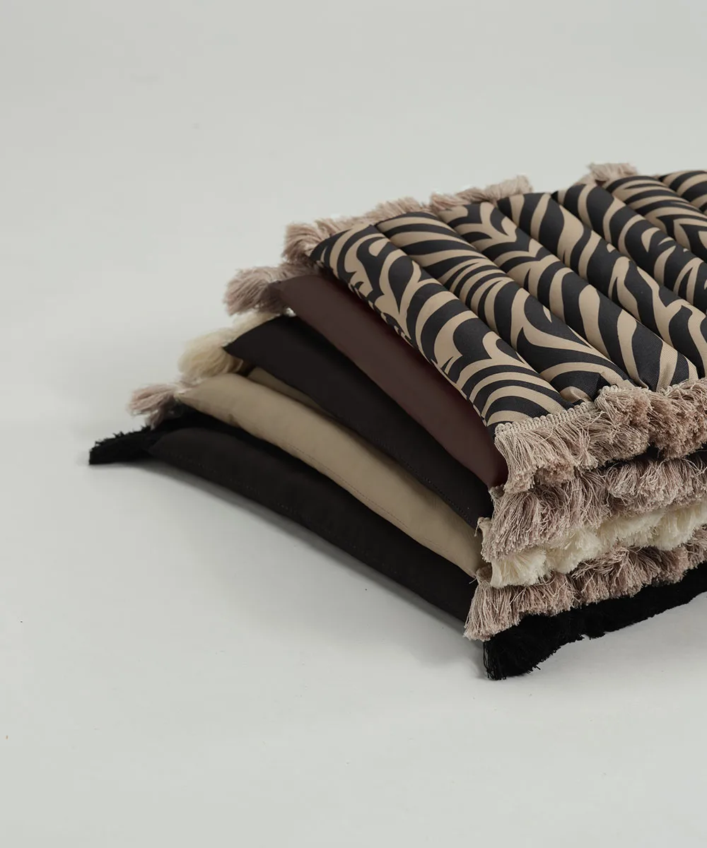 Garden Glory poduszka na krzesło z frędzlami, Beżowa, beżowe frędzle, 38x40 cm Garden Glory