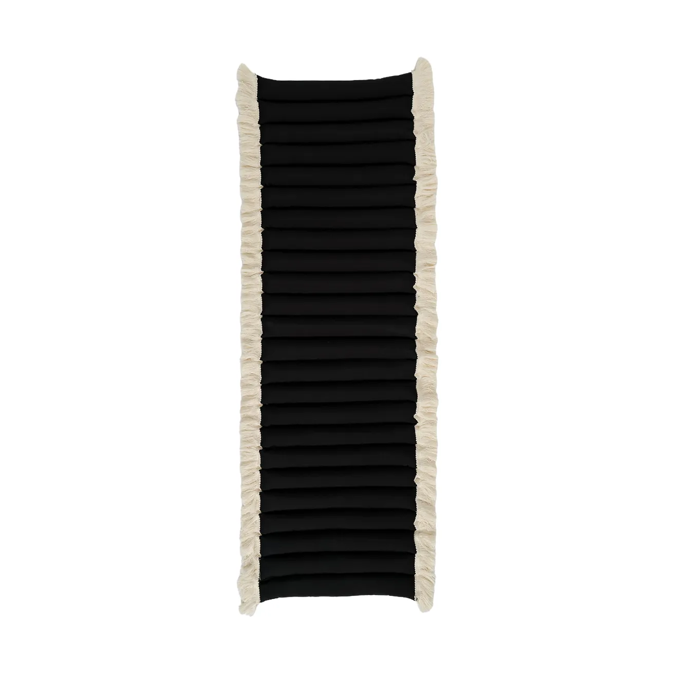 Garden Glory poduszka na krzesło z frędzlami, Czarna, offwhite frędzle, 38x120 cm Garden Glory