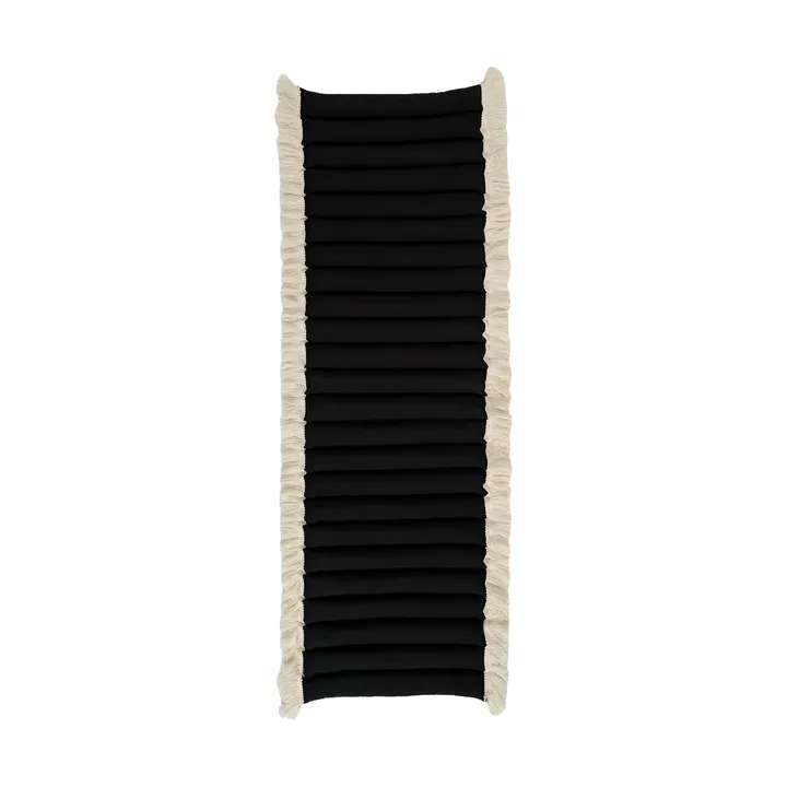 Garden Glory poduszka na krzesło z frędzlami - Czarna, offwhite frędzle, 38x120 cm - Garden Glory