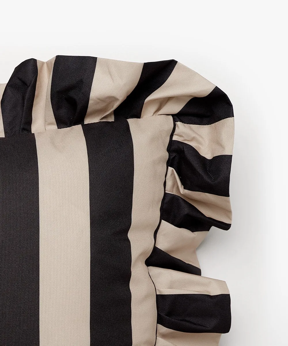 Poduszka ogrodowa Garden Glory Outdoor z falbanką 45x45 cm, Black-beige Garden Glory