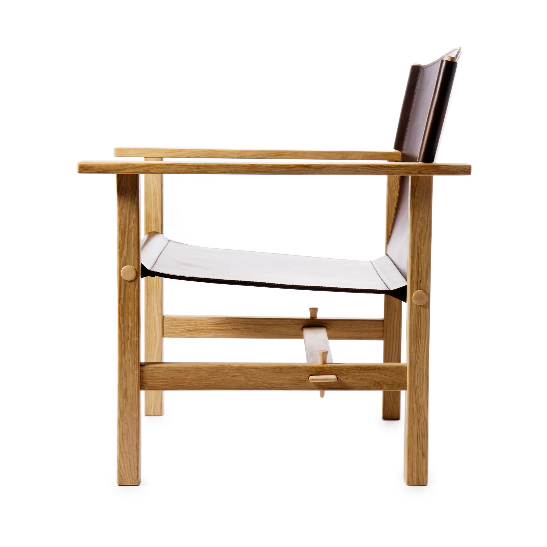 Fotel Ferdinand, Dąb-nieobrobiony-skóra Tärnsjö ciemny brąz Gärsnäs