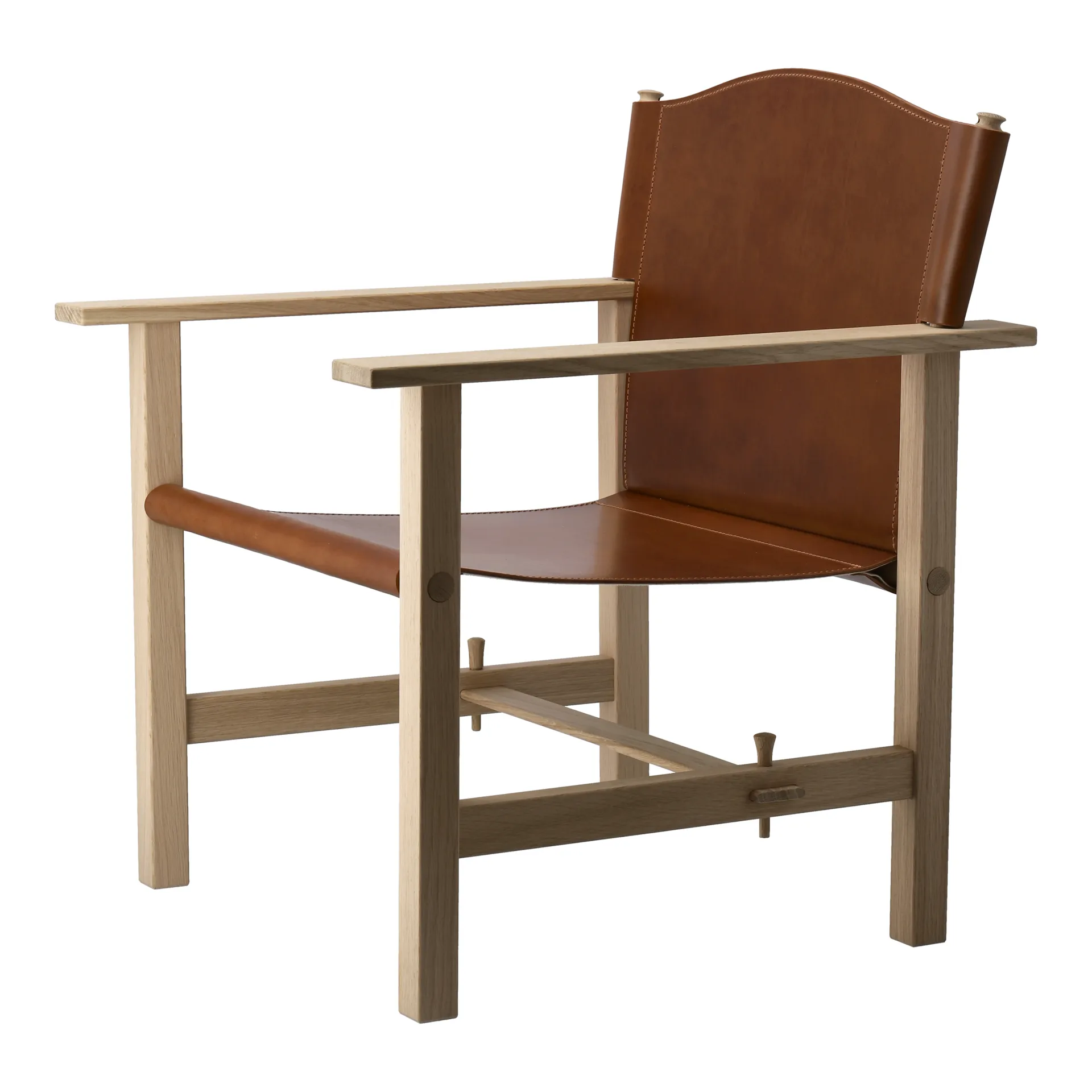 Fotel Ferdinand, Dąb-nieobrobiony-skóra Tärnsjö cognac Gärsnäs