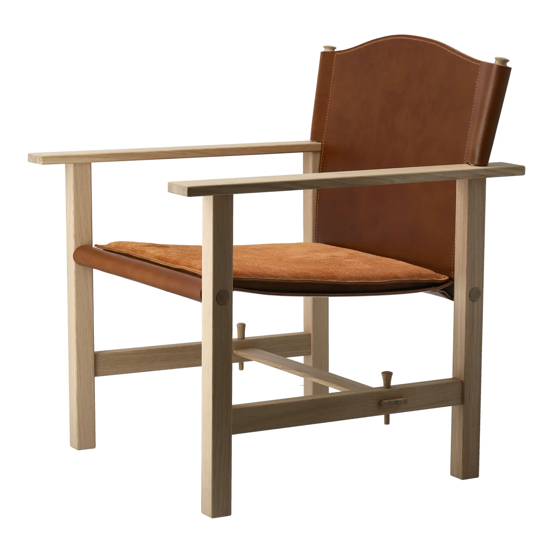 Fotel Ferdinand, Dąb-nieobrobiony-skóra Tärnsjö cognac Gärsnäs