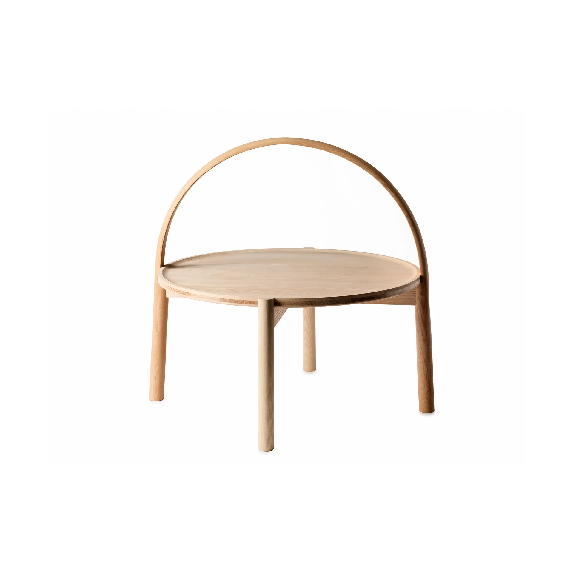 Stolik kawowy Elna, Jesion-biel-Ø60 cm z uchwytem Gärsnäs