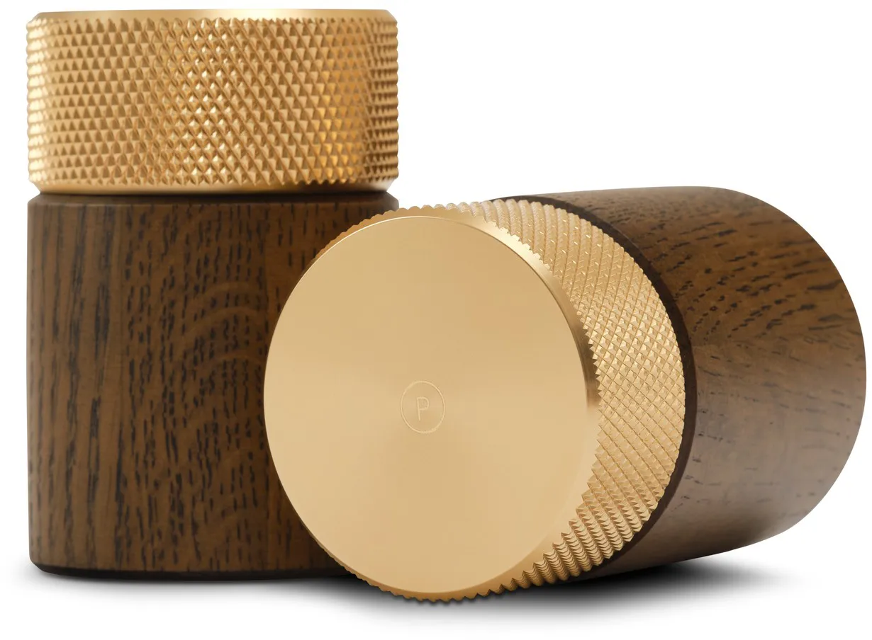 Młynek do soli i pieprzu Sina 6 cm, Ciemny jesion-mosiądz Gejst