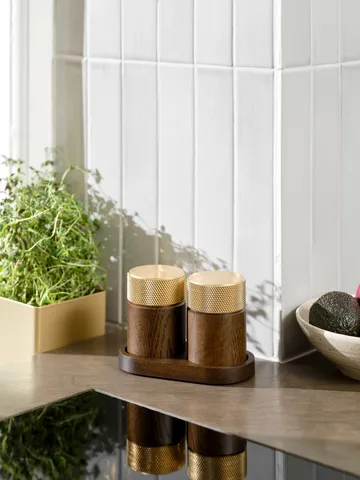 Młynek do soli i pieprzu Sina 6 cm - Ciemny jesion-mosiądz - Gejst