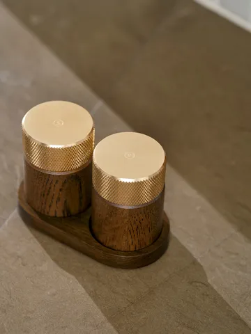 Młynek do soli i pieprzu Sina 6 cm - Ciemny jesion-mosiądz - Gejst