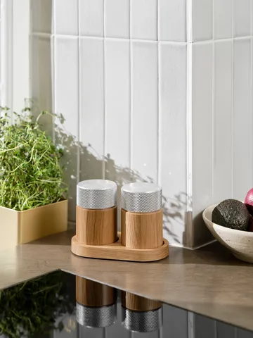 Młynek do soli i pieprzu Sina 6 cm - Dąb-stal - Gejst