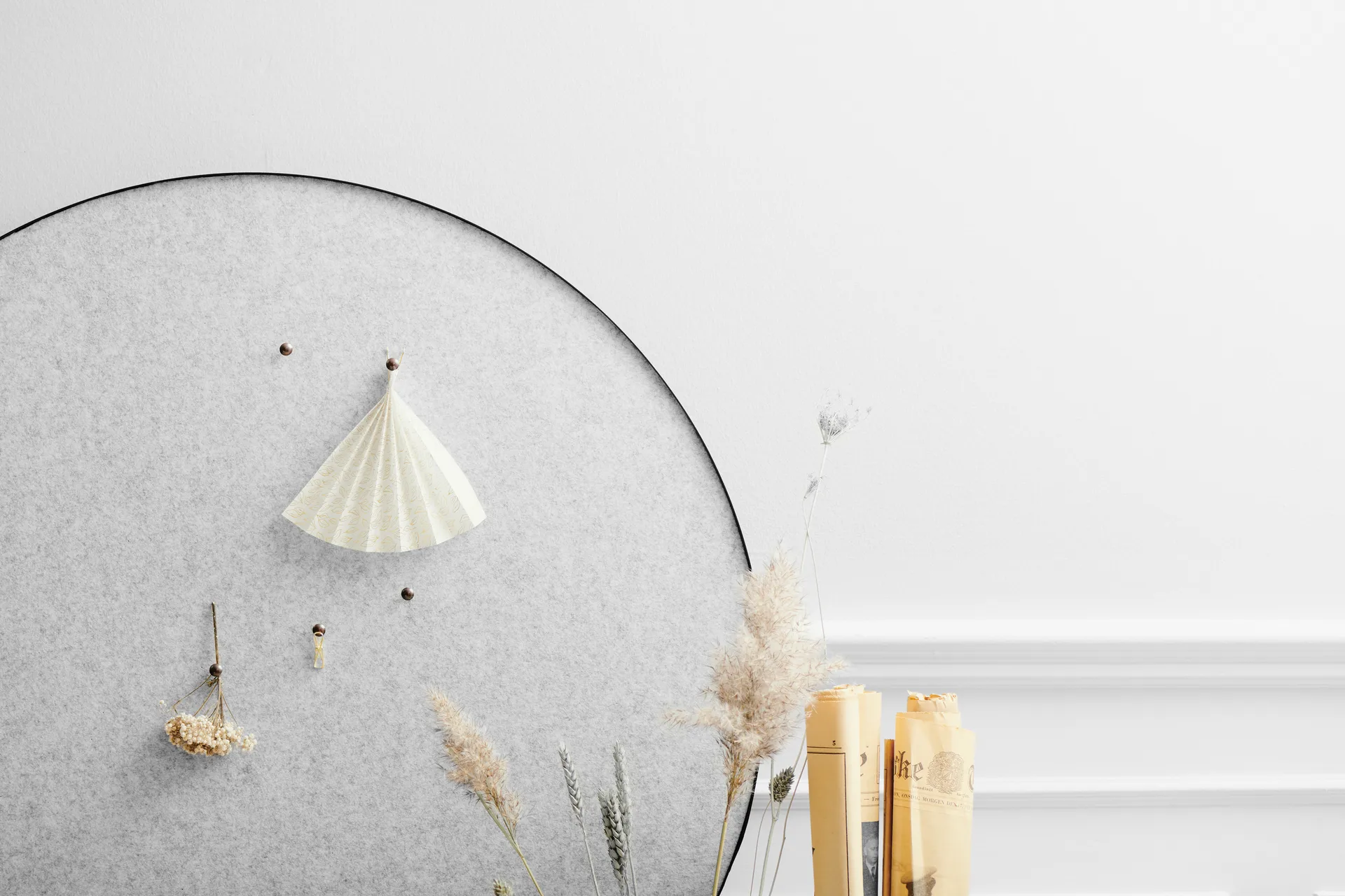 Tablica ścienna Retell Ø80 cm, Jasnoszary Gejst