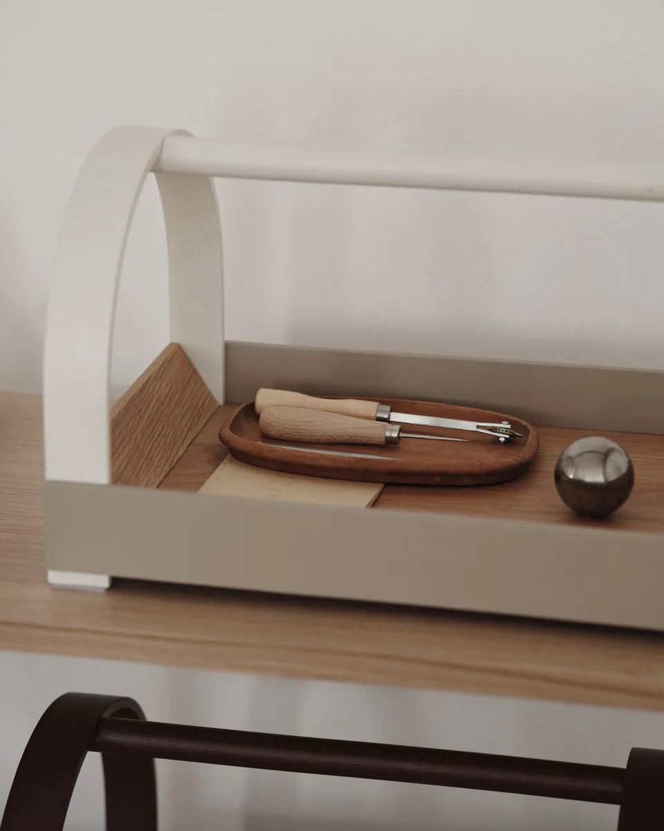 Taca z uchwytami Kydo 40,5×27×23,5 cm, Dąb-beige white Gejst