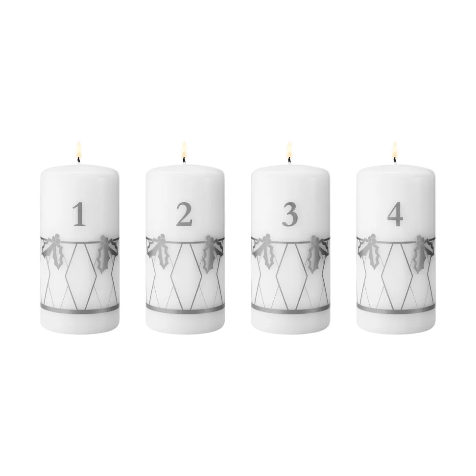 adwentowe świece 2026, Srebrny nadruk, 4-częściowy zestaw Georg Jensen