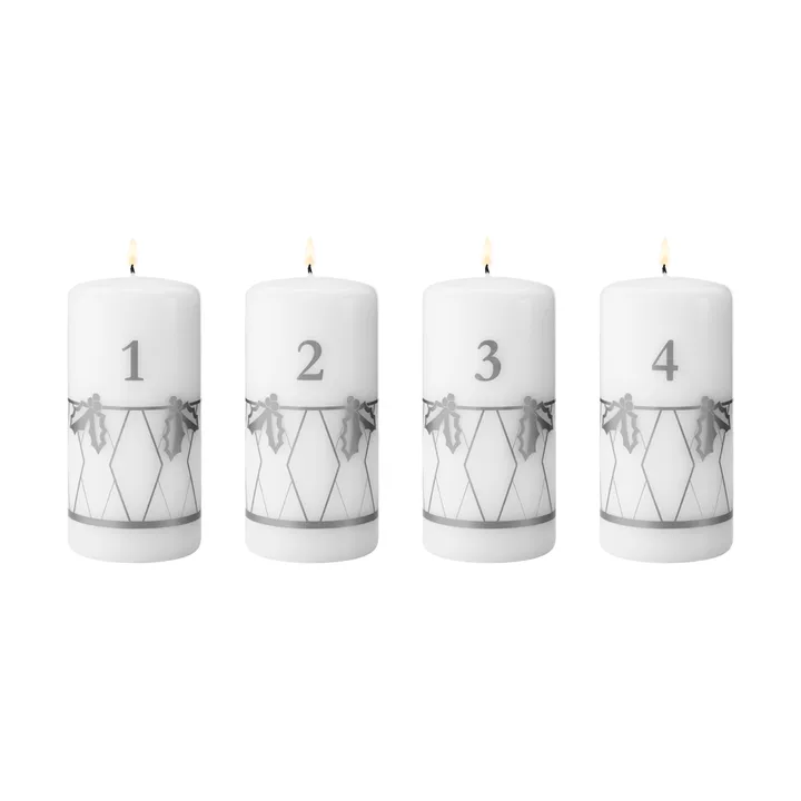 adwentowe świece 2026 - Srebrny nadruk, 4-częściowy zestaw - Georg Jensen