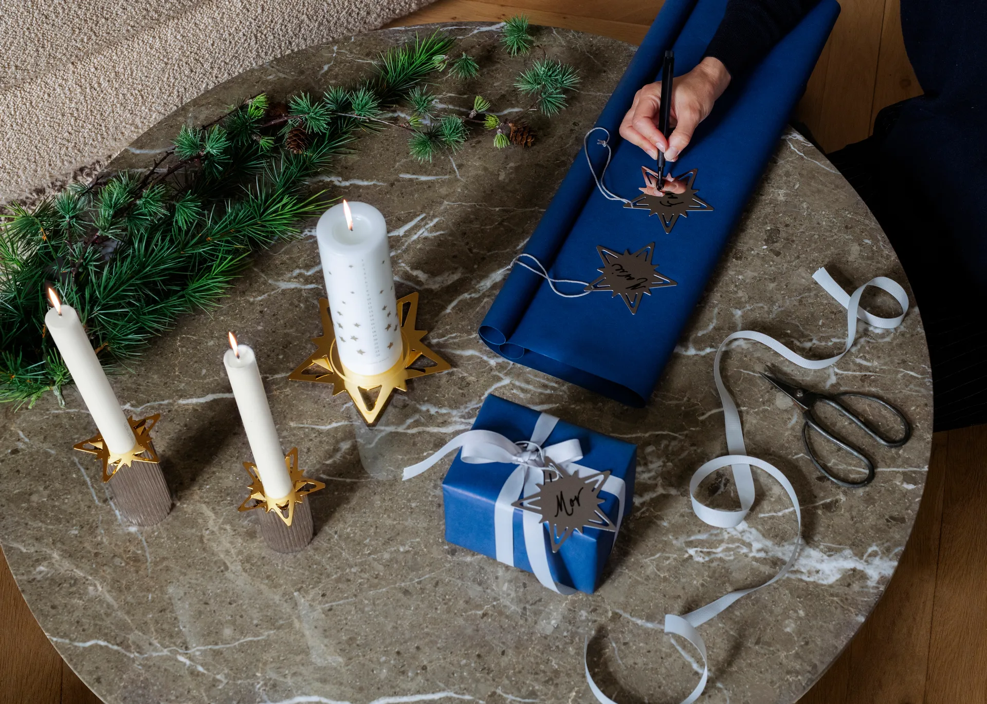 Classic christmas gwiazda mankietu świecy 2 szt. , Złoty Georg Jensen