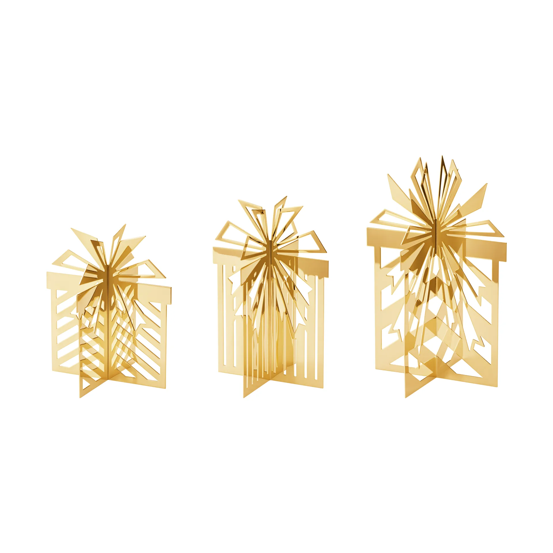 Dekoracja świąteczna na stół 2025, prezenty, 3 części, Stal nierdzewna pozłacana Georg Jensen