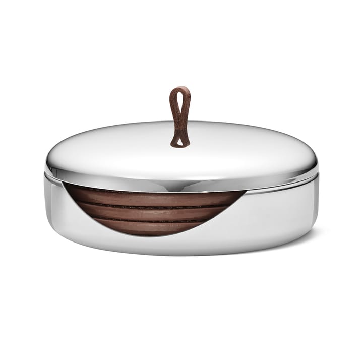 Podstawki Sky 4-pak z etui, Brązowa skóra Georg Jensen