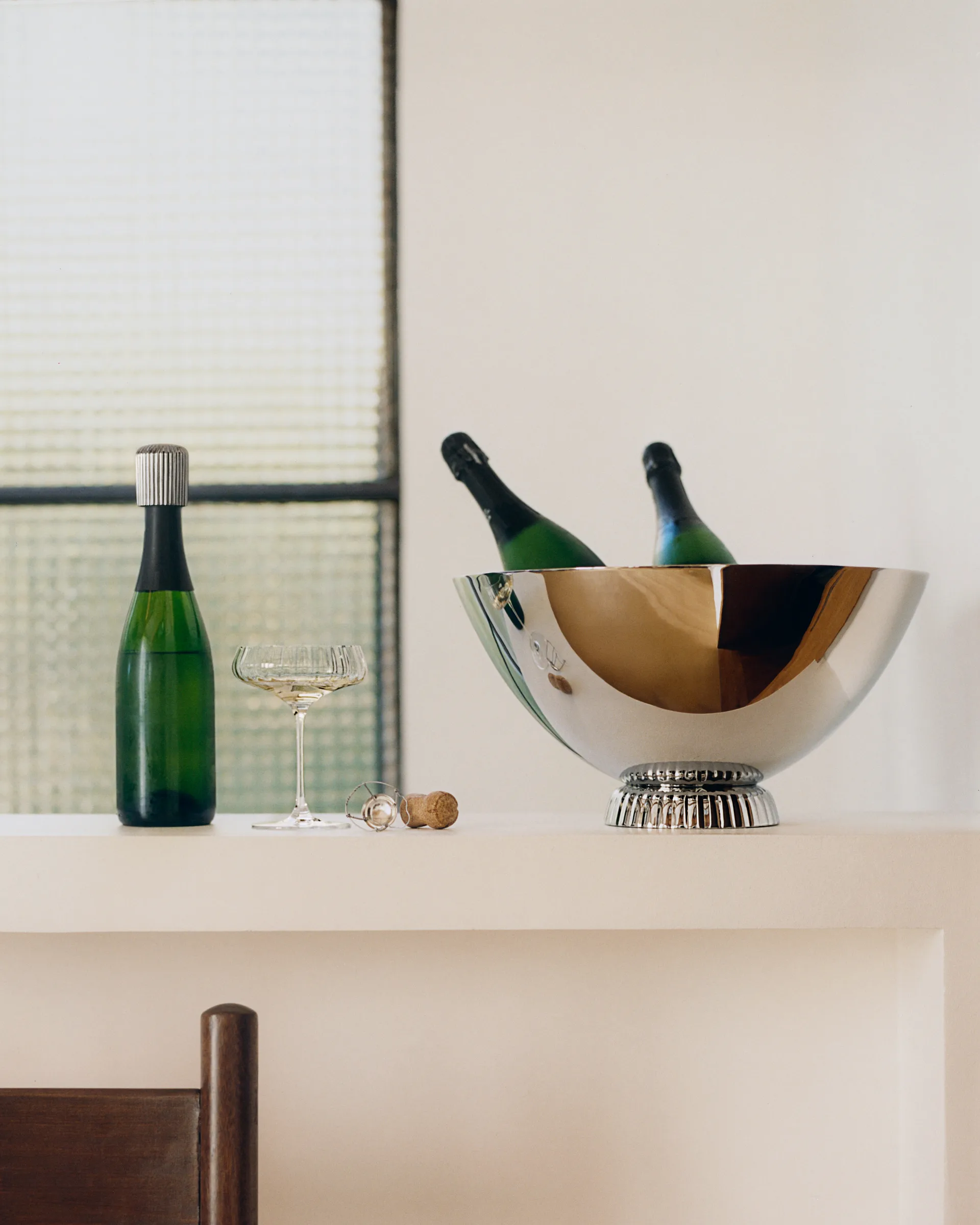 Schładzacz do szampana Bernadotte, Srebrny, Ø40 cm Georg Jensen