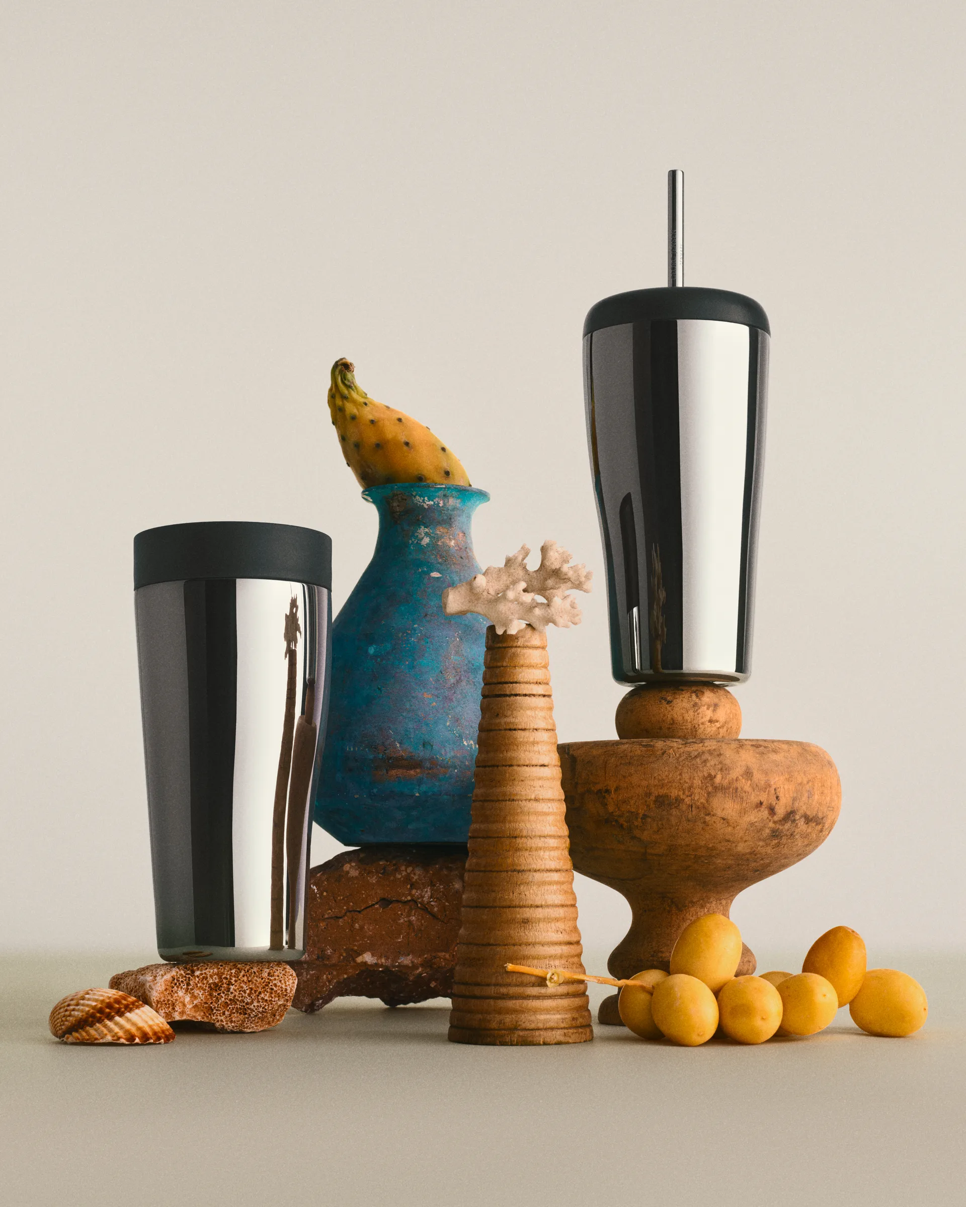 Sky kubek termiczny ze słomką 400 ml, Stal nierdzewna Georg Jensen