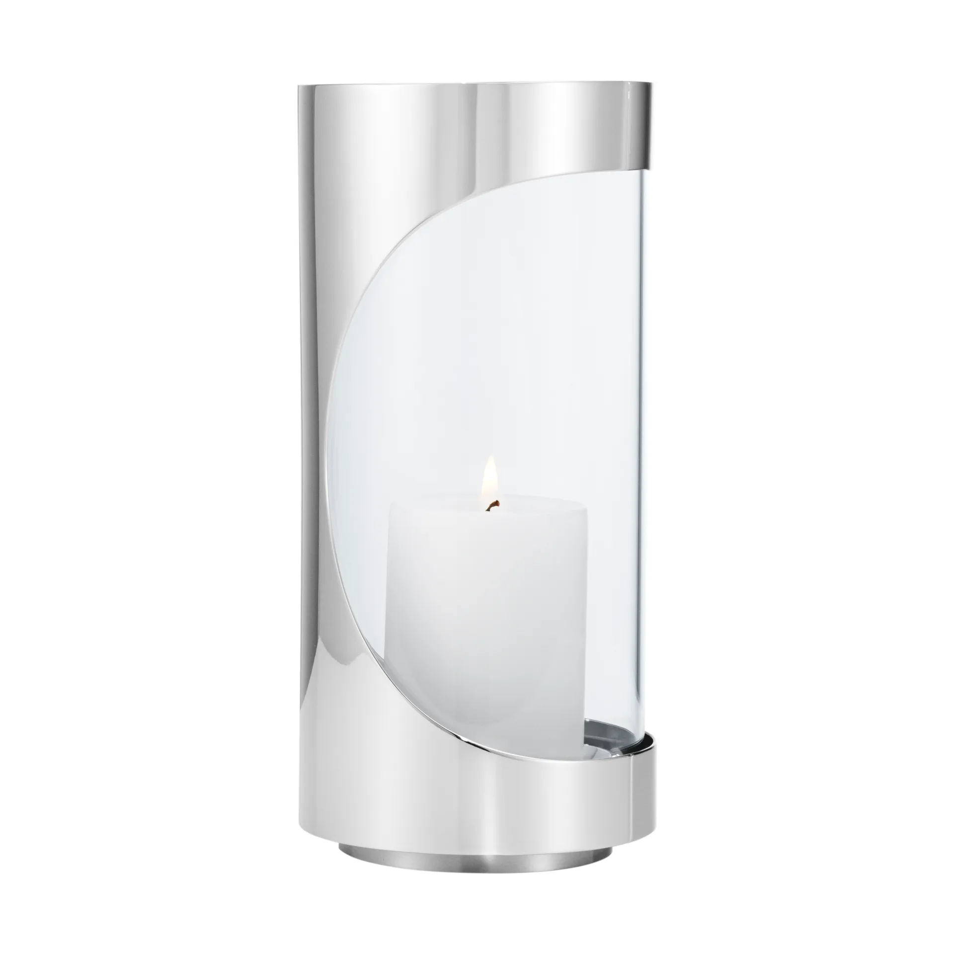 Świecznik Chrome contours hurricane 22 cm, Stal nierdzewna Georg Jensen