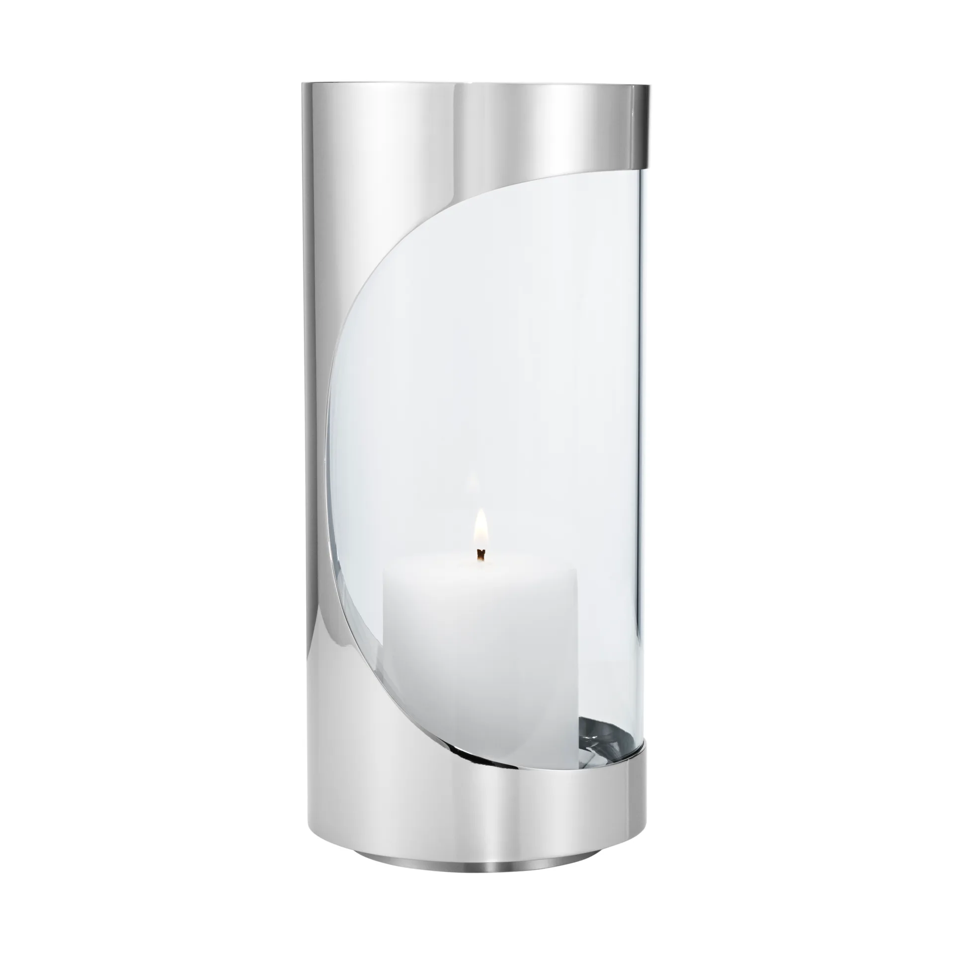 Świecznik Chrome contours hurricane 28 cm, Stal nierdzewna Georg Jensen