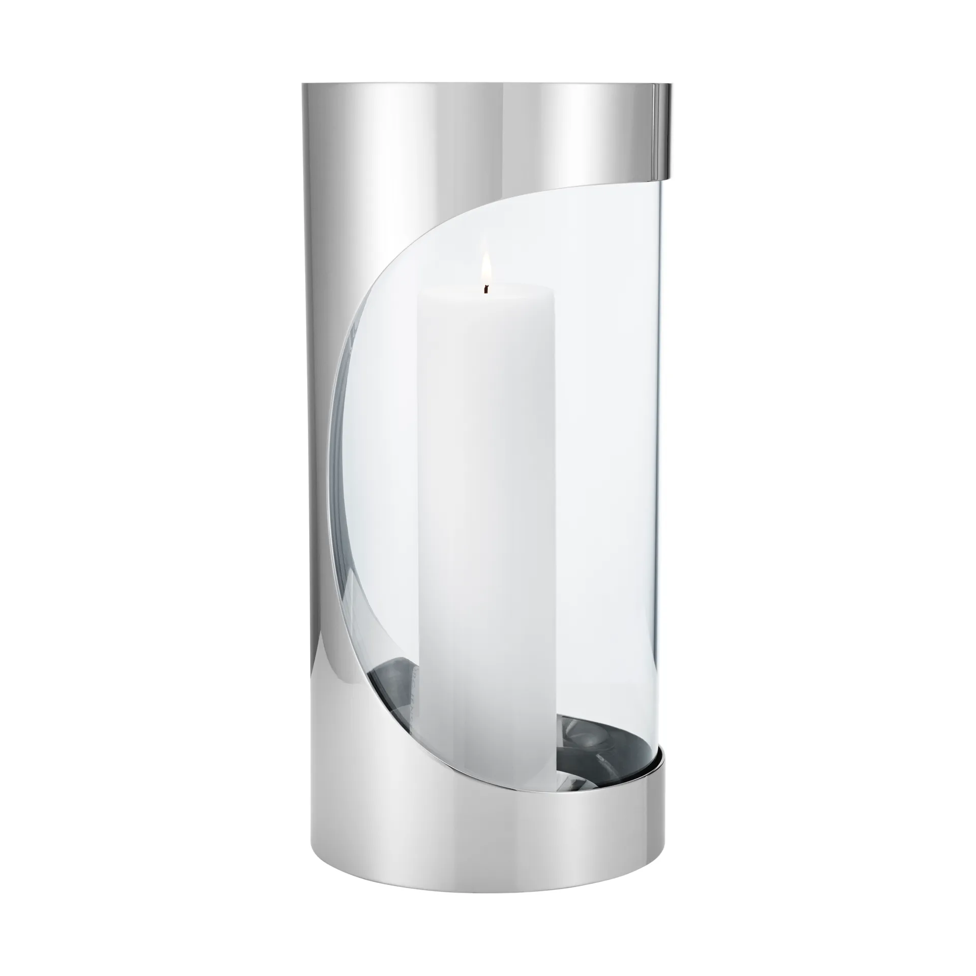 Świecznik Chrome contours hurricane 33 cm, Stal nierdzewna Georg Jensen