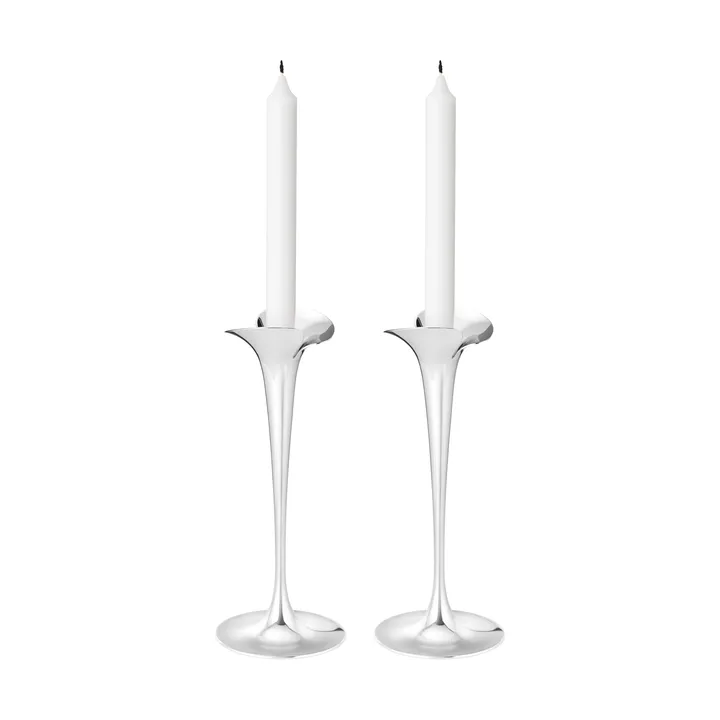 Świeczniki do świec stołowych - Stal nierdzewna, duże, 2 szt. - Georg Jensen