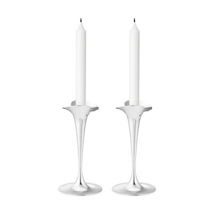 Świeczniki do świec stołowych - Stal nierdzewna, małe, 2 szt. - Georg Jensen