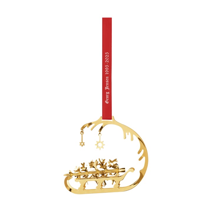 Zawieszka dekoracyjna sanie z choinką 1995/2005 - Mosiądz pozłacany - Georg Jensen