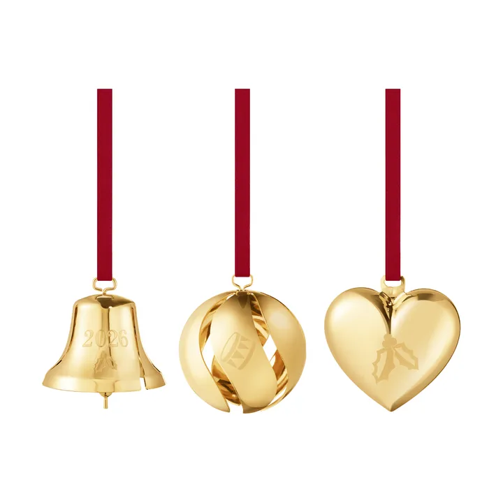 zestaw ozdób na 2026 rok - Złoto, 3 części - Georg Jensen