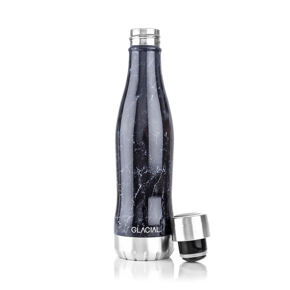 Glacial butelka na wodę 400 ml, Black marble Glacial