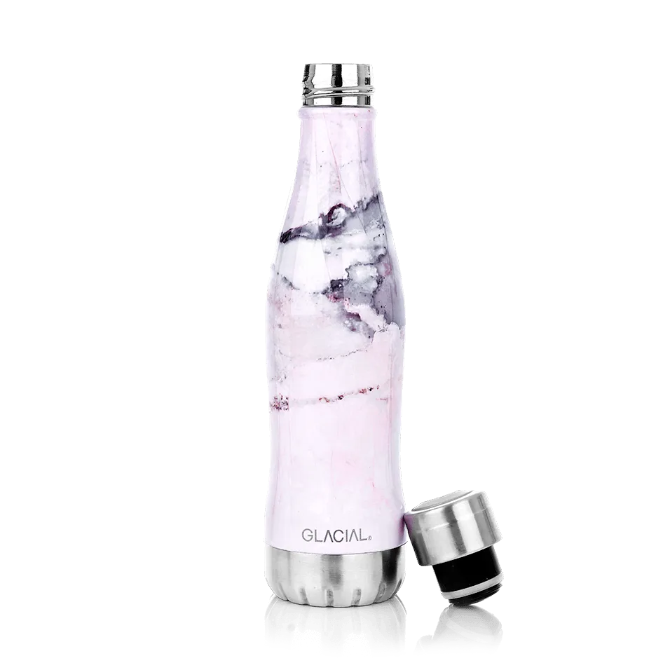 Glacial butelka na wodę 400 ml, Pink marble Glacial