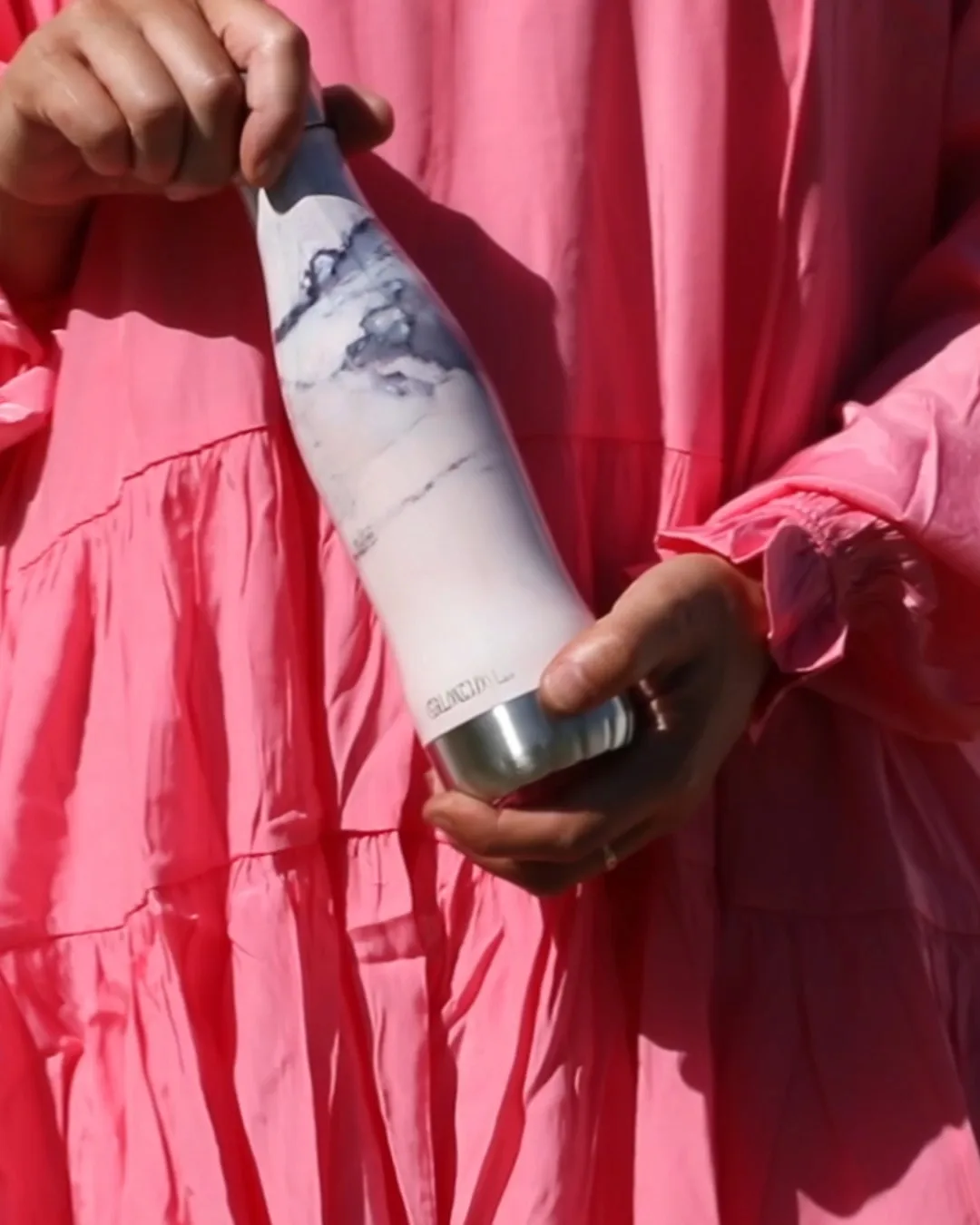 Glacial butelka na wodę 400 ml, Pink marble Glacial