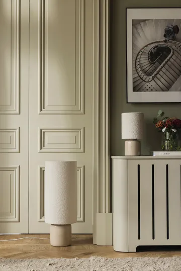 Lampa podłogowa Florian - Biel bouclé/beż, Ø30×80 cm - Globen Lighting