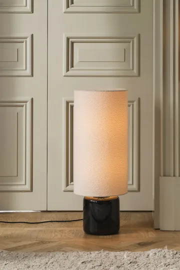 Lampa podłogowa Florian - Biel bouclé/czerń, Ø30×80 cm - Globen Lighting