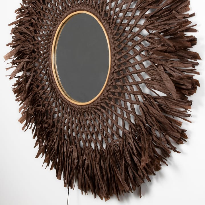 Lampa ścienna Boho z lustrem Ø90 cm, Brązowy Globen Lighting