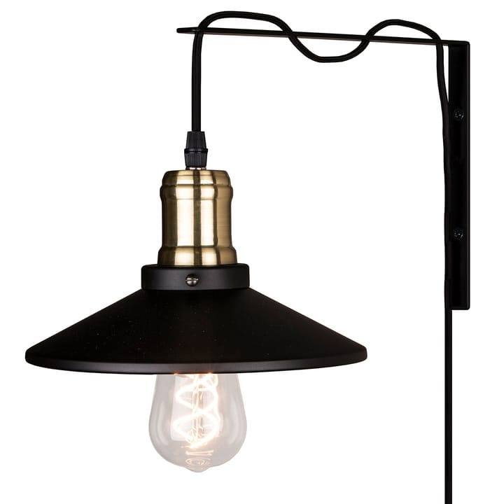 Lampa ścienna Disc - Matowa czerń - szczotkowany mosiądz - Globen Lighting