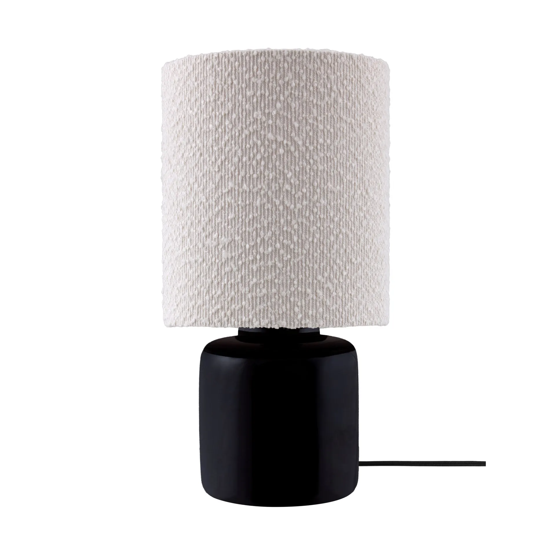 Lampa stołowa Florian, Biel bouclé/czerń, Ø20×39 cm Globen Lighting