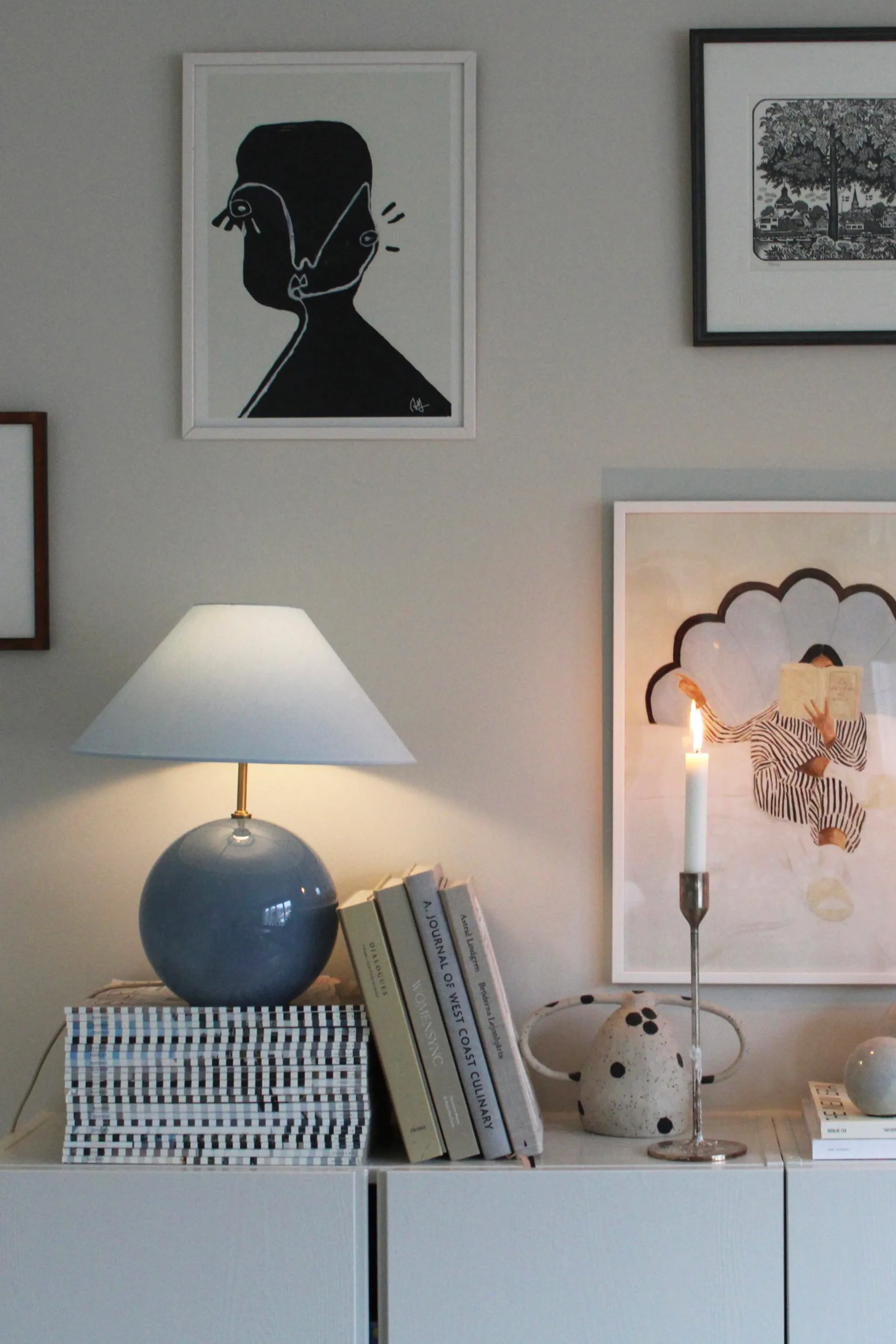 Lampa stołowa Iris 35, 39 cm, Gołębi niebieski Globen Lighting