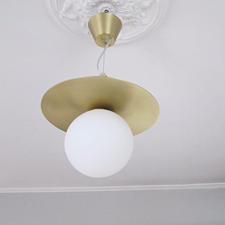 Lampa wisząca Art Deco, mosiądz - szkło opalizowane Globen Lighting