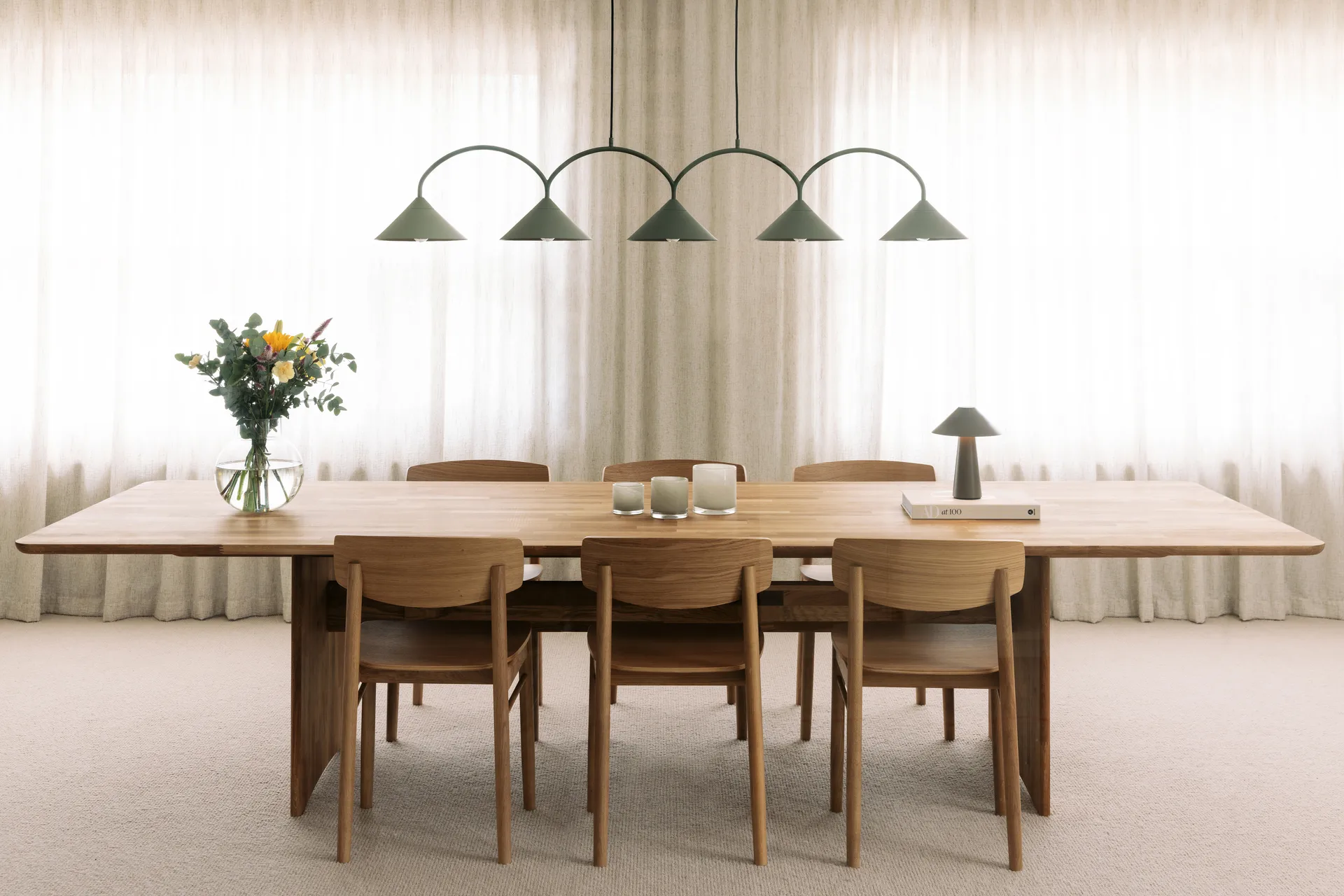 Lampa wisząca Curve 5, Zielony Globen Lighting