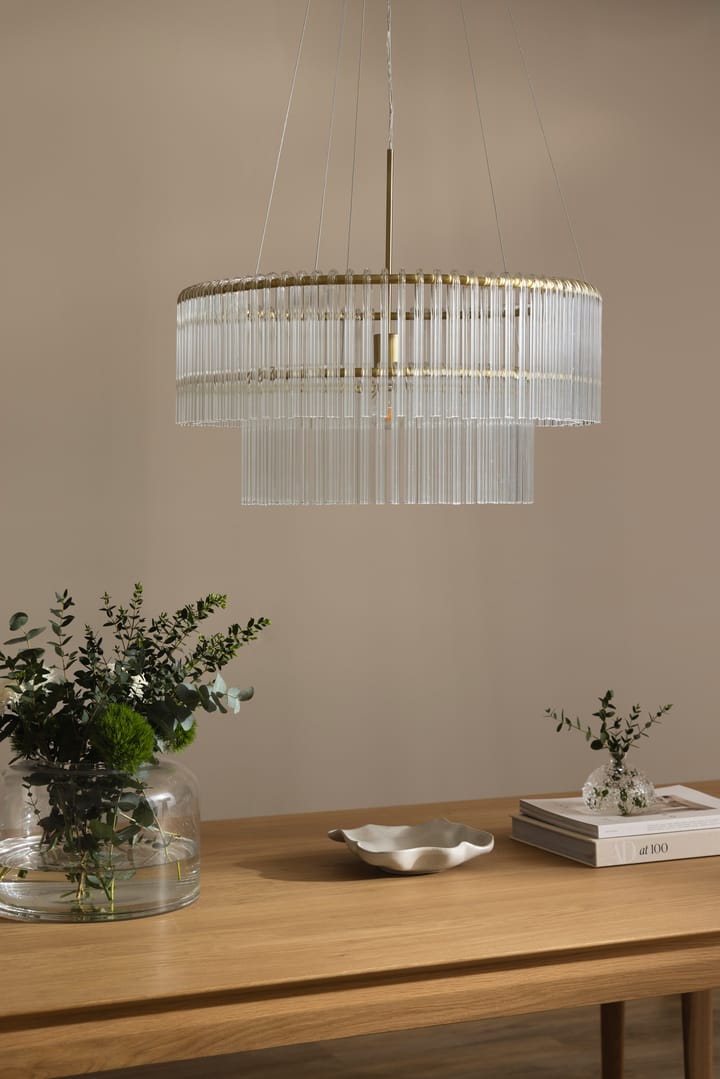 Lampa wisząca Hook 60, Przezroczysty-szczotkowany mosiądz Globen Lighting