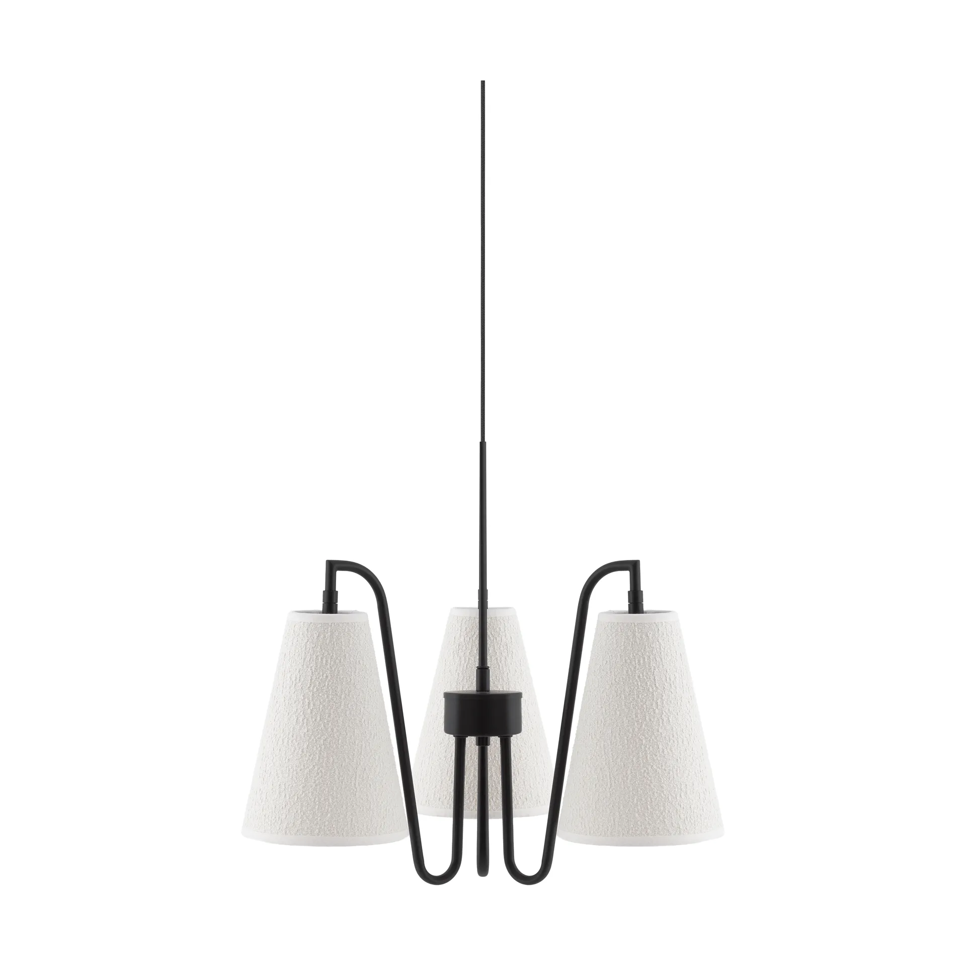 Lampa wisząca Lou, 3, Biała tkanina bouclé-czarny, 46x46 cm Globen Lighting