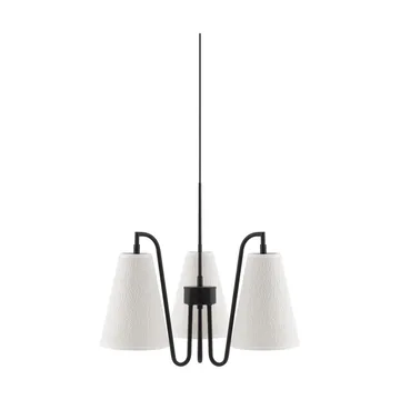 Lampa wisząca Lou - 3, Biała tkanina bouclé-czarny, 46x46 cm - Globen Lighting