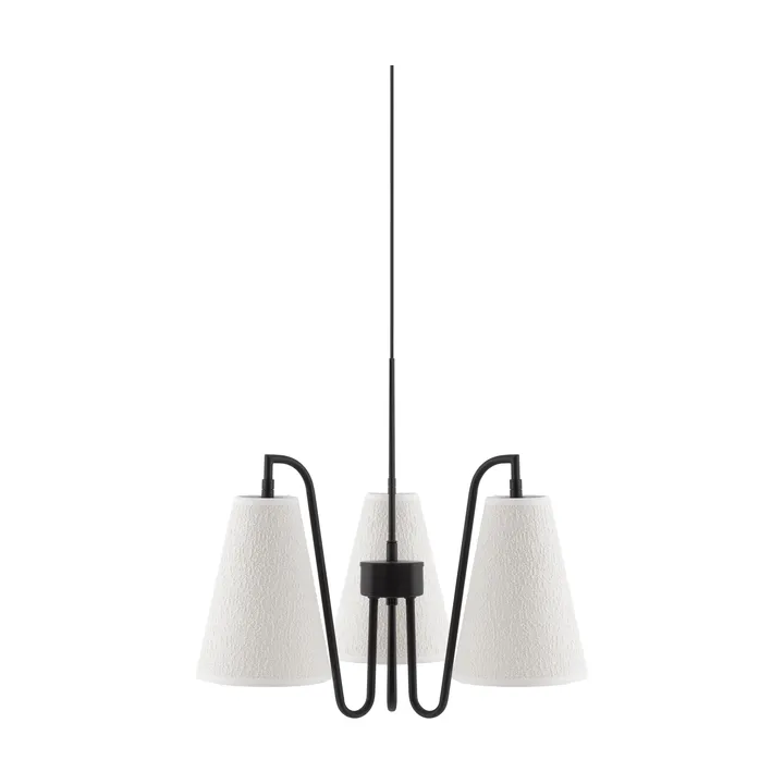 Lampa wisząca Lou - 3, Biała tkanina bouclé-czarny, 46x46 cm - Globen Lighting