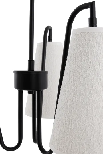 Lampa wisząca Lou - 3, Biała tkanina bouclé-czarny, 46x46 cm - Globen Lighting