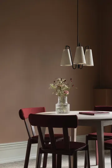 Lampa wisząca Lou - 3, Biała tkanina bouclé-czarny, 46x46 cm - Globen Lighting