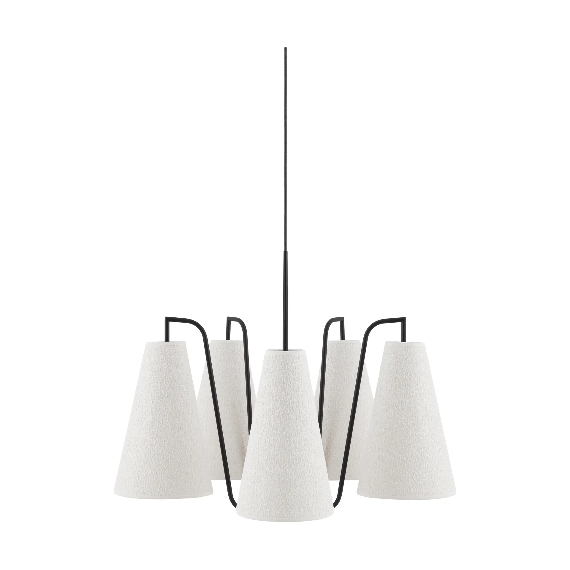 Lampa wisząca Lou, 5, Biała tkanina bouclé-czarny, 67x67 cm Globen Lighting