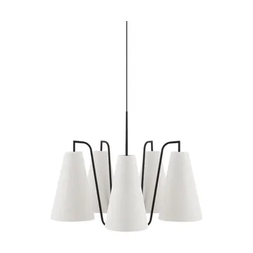 Lampa wisząca Lou - 5, Biała tkanina bouclé-czarny, 67x67 cm - Globen Lighting