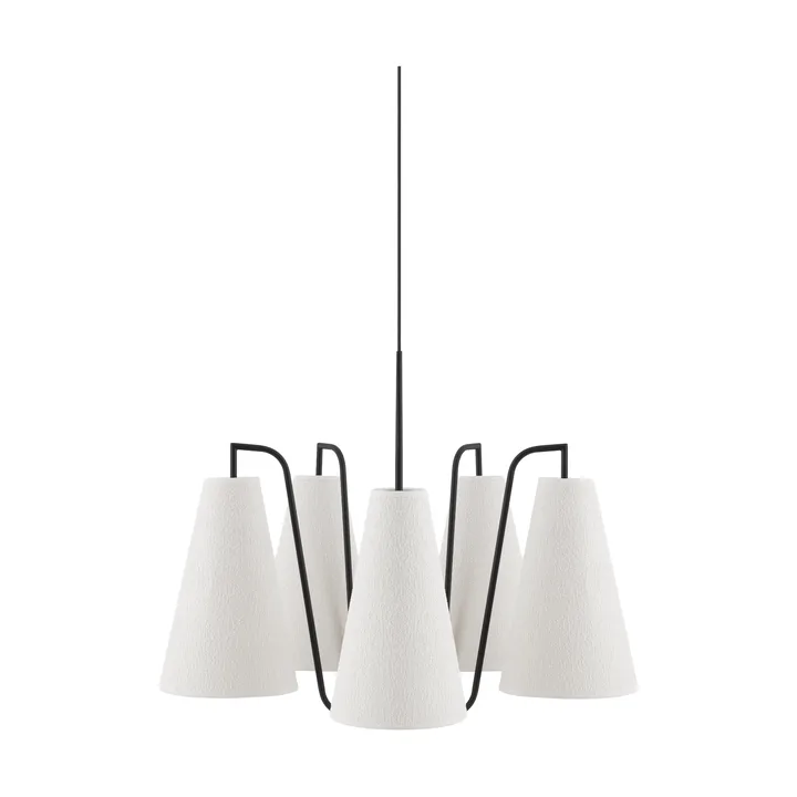 Lampa wisząca Lou - 5, Biała tkanina bouclé-czarny, 67x67 cm - Globen Lighting