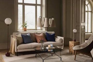 Lampa wisząca Lou - 5, Biała tkanina bouclé-czarny, 67x67 cm - Globen Lighting