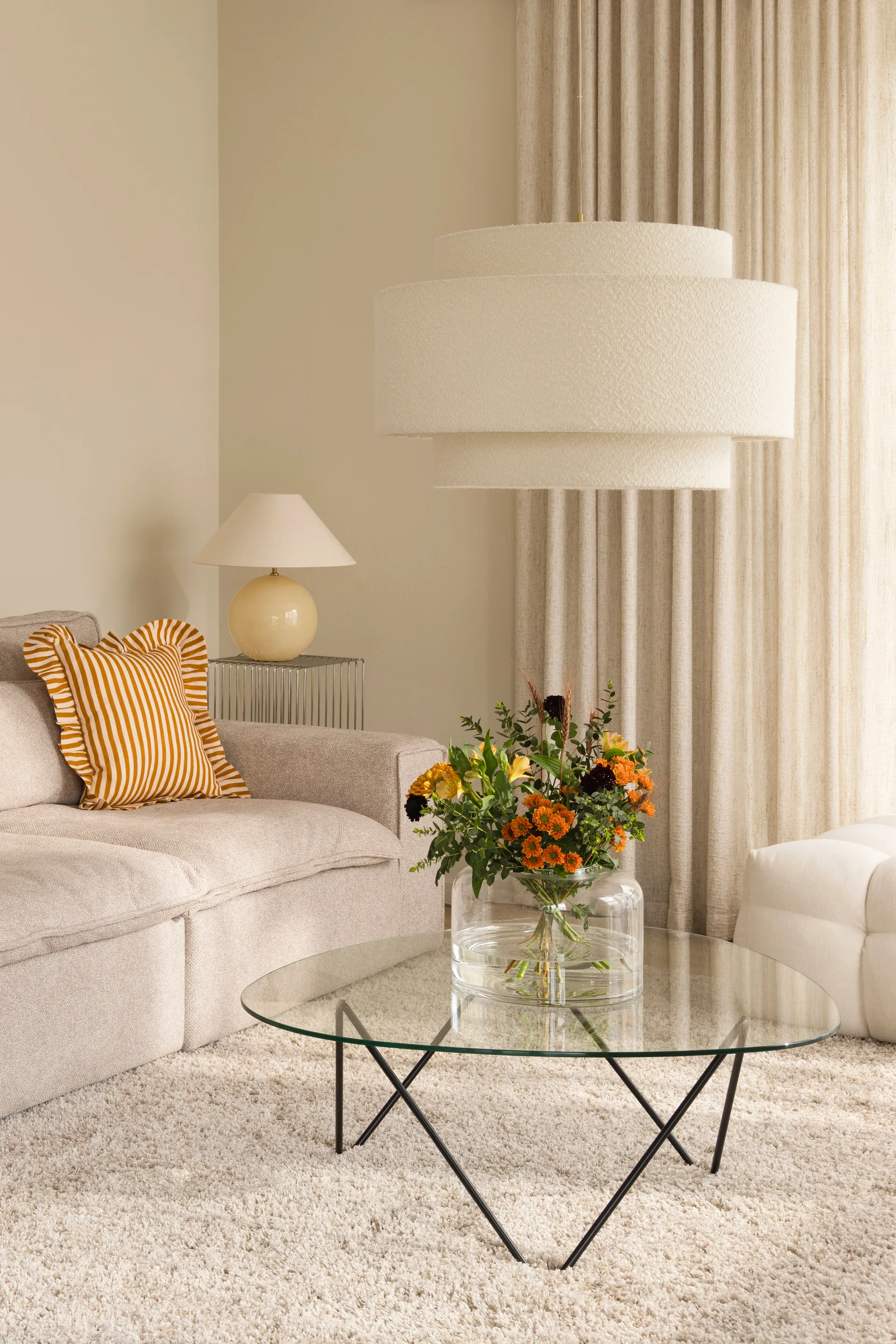 Lampa wisząca Noah Ø70 cm, Bouclé biały Globen Lighting